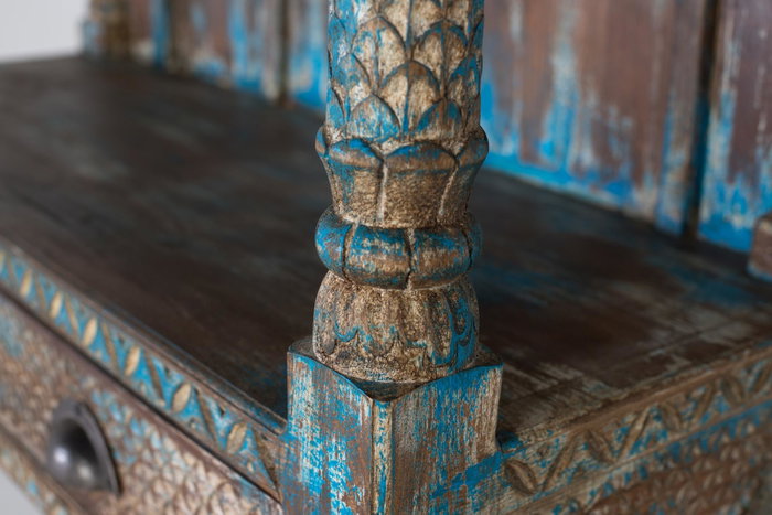 GINER Y COLOMER Étagère en bois de manguier bleu vieilli
